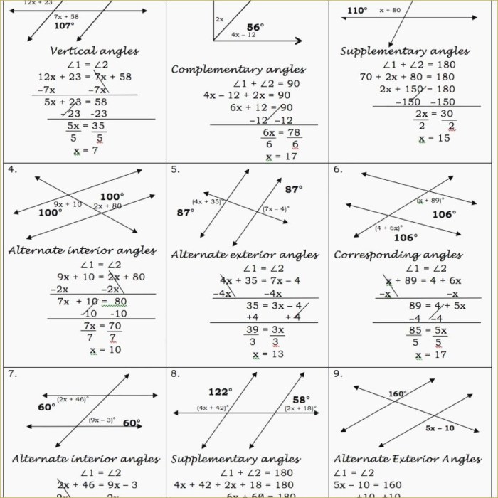 Proving lines parallel worksheet answers