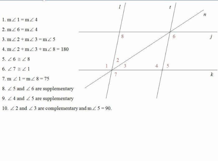 Proving lines parallel worksheet answers